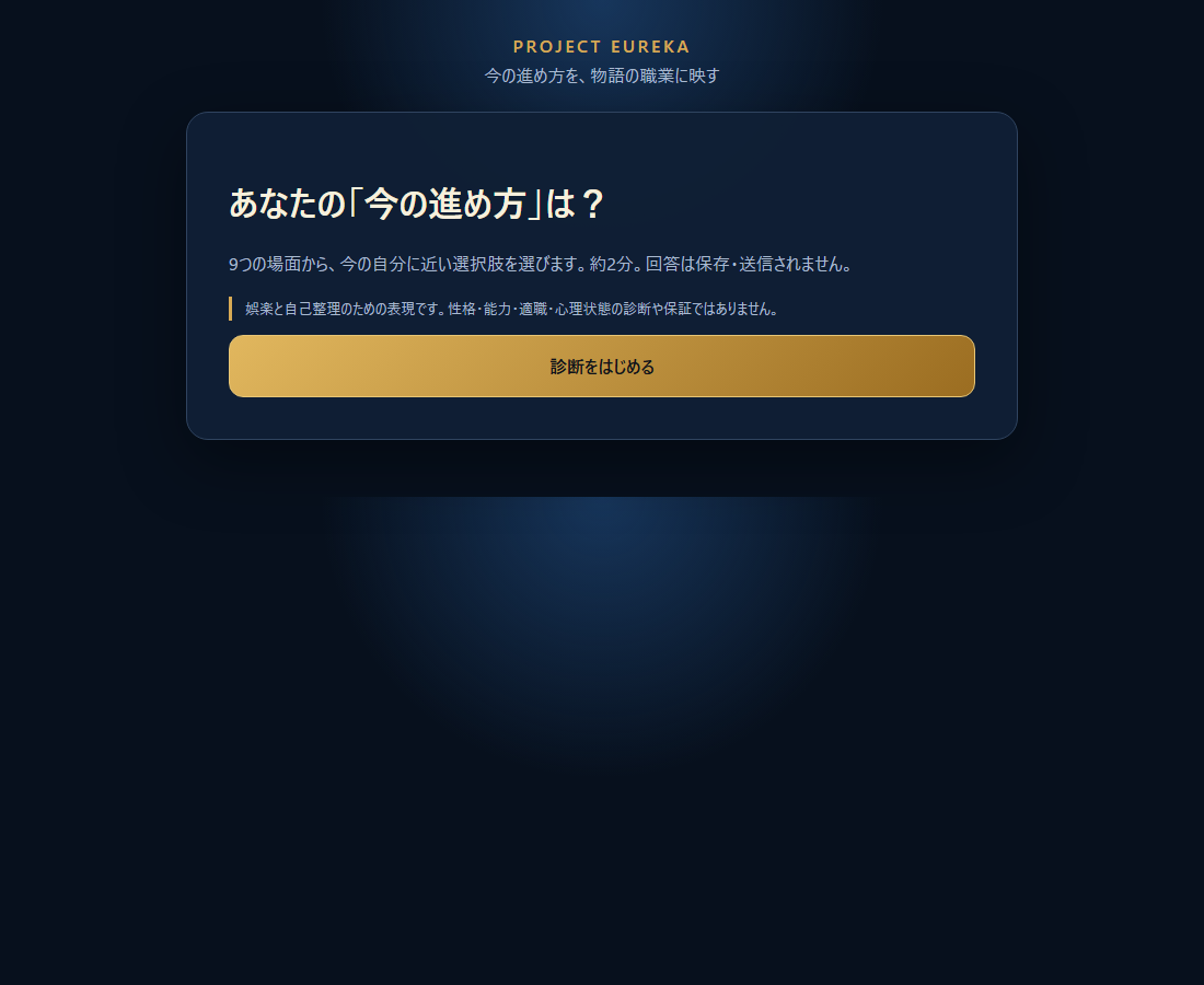 質問に回答して結果を表示する診断ページ